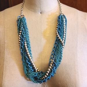 Turquoise and Silver Chunky Chain Necklace